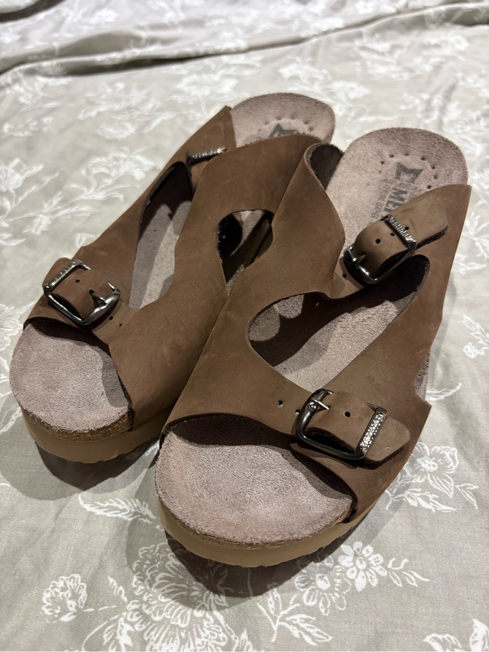 Mephisto Hannel tan brown wedge sandals 39 8 9